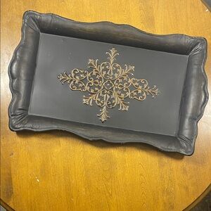 Southern Living at Home Black Distressed Metal Florentine Decorative Tray